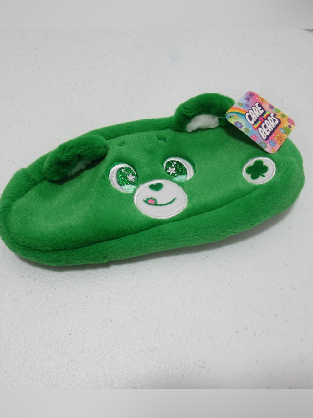 Care Bears Green Lucky Bear Plush Pencil case zipper bag NWT Four Leaf Clover